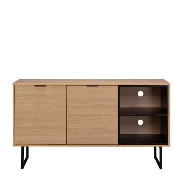 140x76x40 TV Phonoschrank In Eiche & Schwarz – Brausca 3