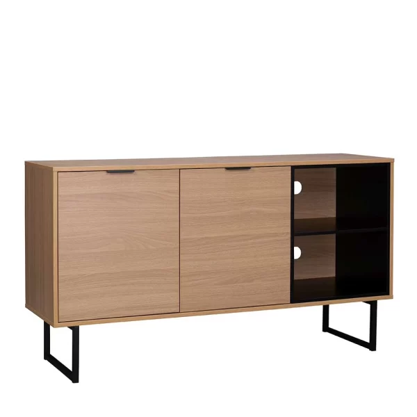 140x76x40 TV Phonoschrank In Eiche & Schwarz – Brausca 4