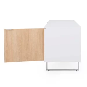146x58x43 TV Board In Weiß Mit Eiche – Lysdanu 16