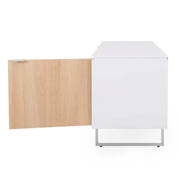 146x58x43 TV Board In Weiß Mit Eiche – Lysdanu 6