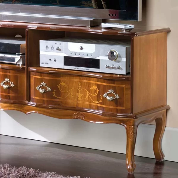 Barock Fernseh Tisch Mit 2 Schubladen Agosto & 2 Fächern 3