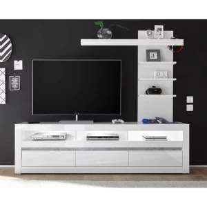 Hochglanz Lowboard Fürs TV In Weiß Mextra Mit 3 Schubladen 10