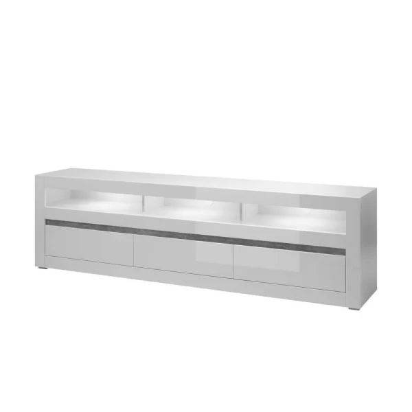 Hochglanz Lowboard Fürs TV In Weiß Mextra Mit 3 Schubladen 1