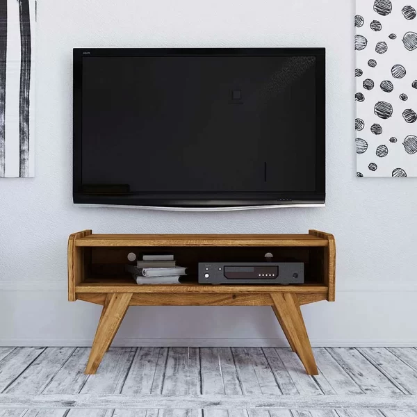 Midcentury Wildeiche TV Bank Mit Fach – Hardus 3