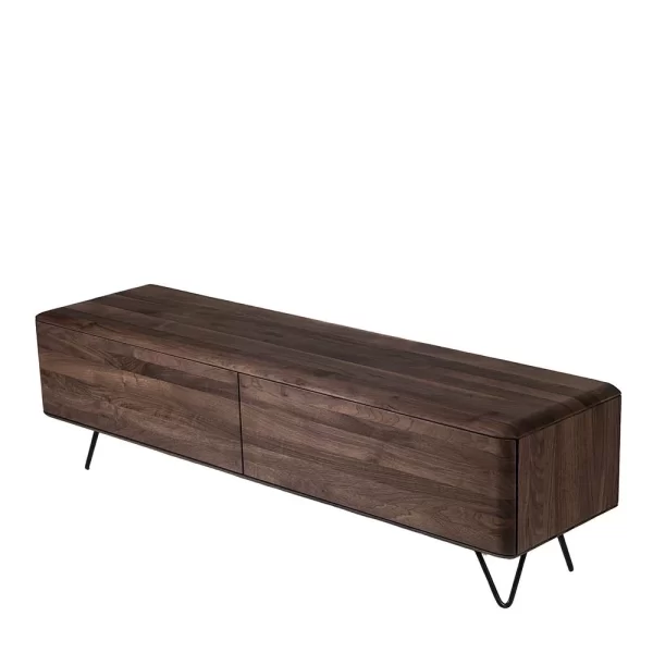 Retro Style Lowboard Aus Nussbaum Massivholz – Rivossa 1