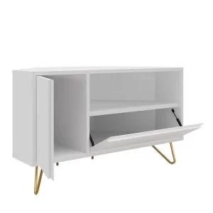 TV-Board Für Die Ecke In Weiß & Gold – Patinca 14