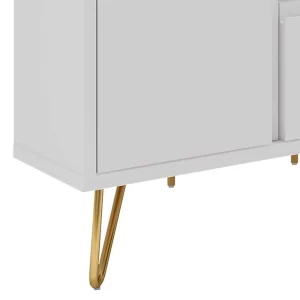 TV-Board Für Die Ecke In Weiß & Gold – Patinca 18
