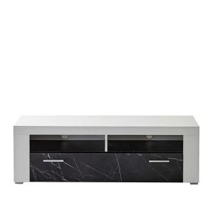 TV Board In Weiß & Anthrazit Stein Optik – Vaffonia 12