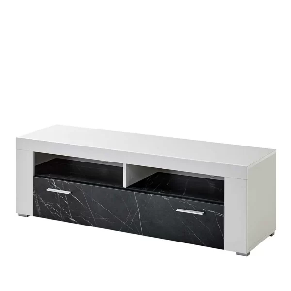 TV Board In Weiß & Anthrazit Stein Optik – Vaffonia 1