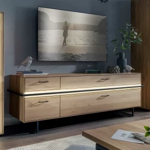 TV Lowboard Aus Asteiche Mit Metall – Clenza 12